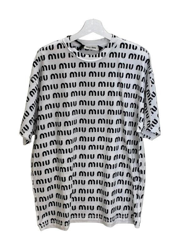 T-shirt en coton imprimé Miu Miu