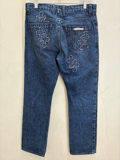 Chrome Hearts Loose Ends Denim Cross Patch Jeans