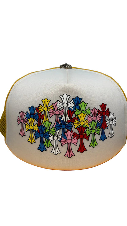 Chrome Hearts Multicolor Cross Trucker Hat Yellow