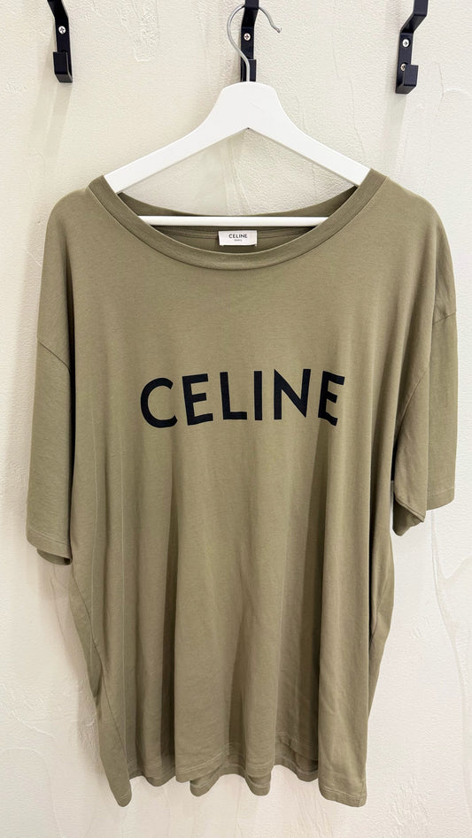 Celine Loose Khaki T Shirt