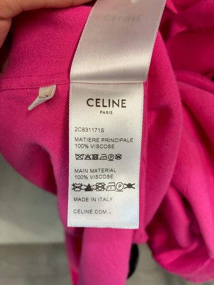 Celine Camp-Collar Logo-Embroidered Twill Shirt