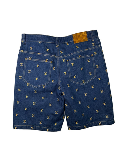 Louis Vuitton Embroidered Signature Denim Shorts