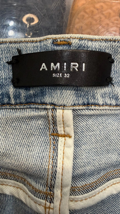 Amiri Pajama Art Patch Skinny Jeans Blue