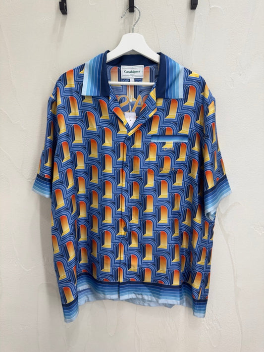 Casablanca L'Arche De Nuit Silk Short-Sleeve Shirt