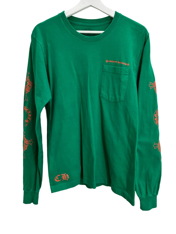 Chrome Hearts Horseshoe Cross logo Long Sleeve T-Shirt 'Green'