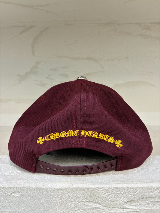 Chrome Hearts Embroidered CH Logo Baseball Hat Burgundy