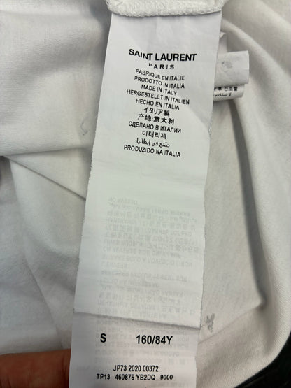 Saint Laurent Paris White Logo Short Sleeve Tee-Shirt