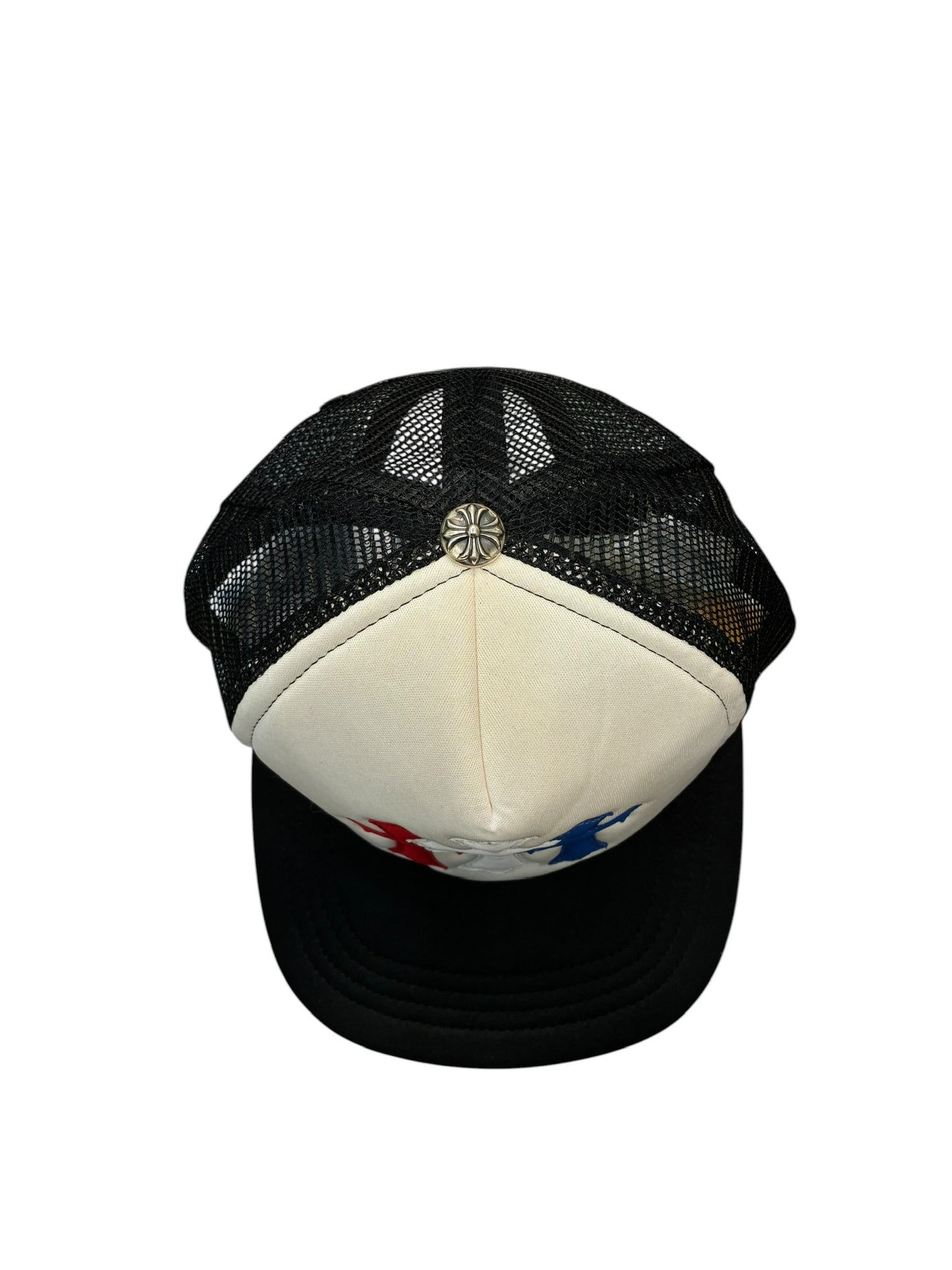 Chrome Hearts Triple Cross Trucker Hat Red White Blue