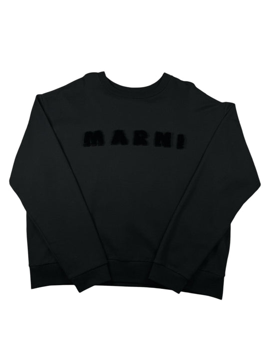 Marni Black Faux-Fur Logo Sweatshirt