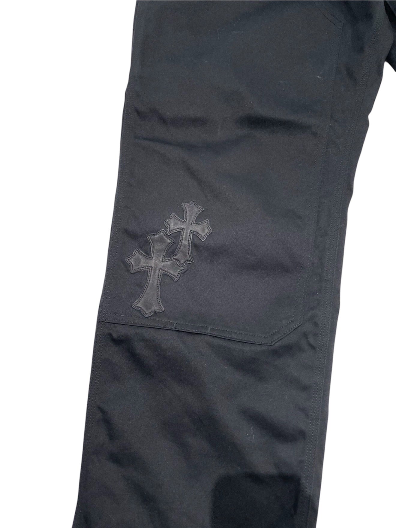 Chrome Hearts Leopard & Black Cross Patch Jeans