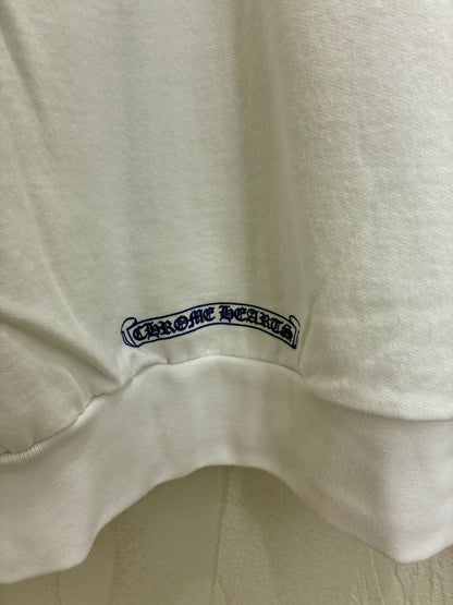 Chrome Hearts Verticale Logo Zip Up Hoodie White