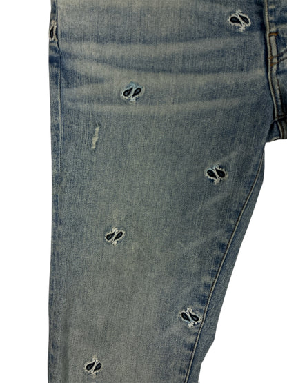 Amiri Paisley Skinny Jeans (Light Blue Wash)