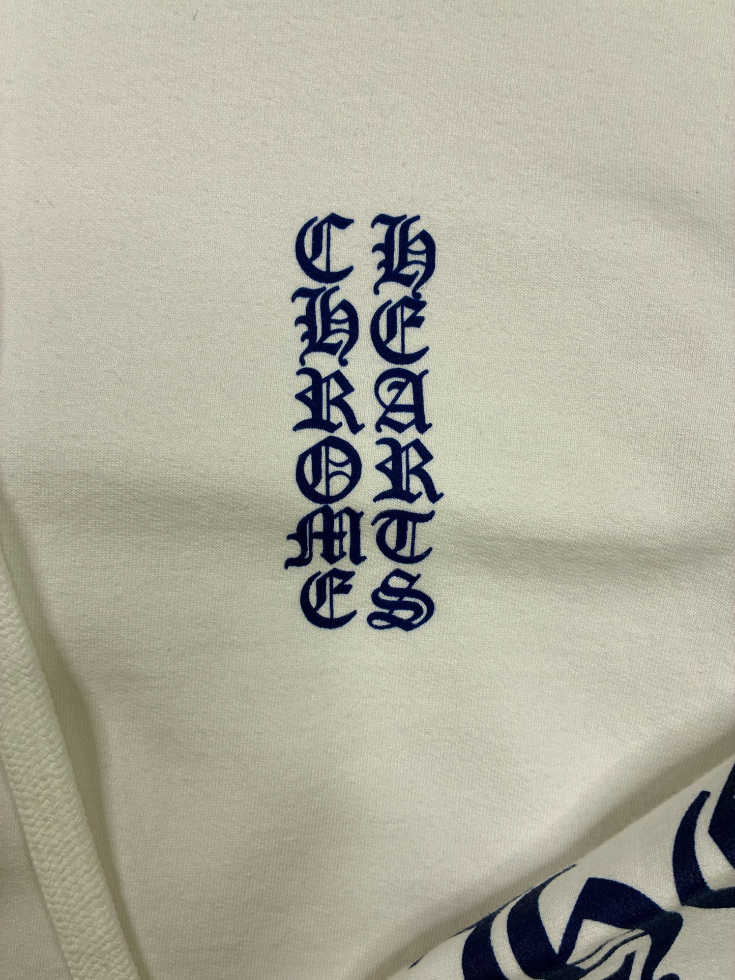 Chrome Hearts Verticale Logo Zip Up Hoodie White