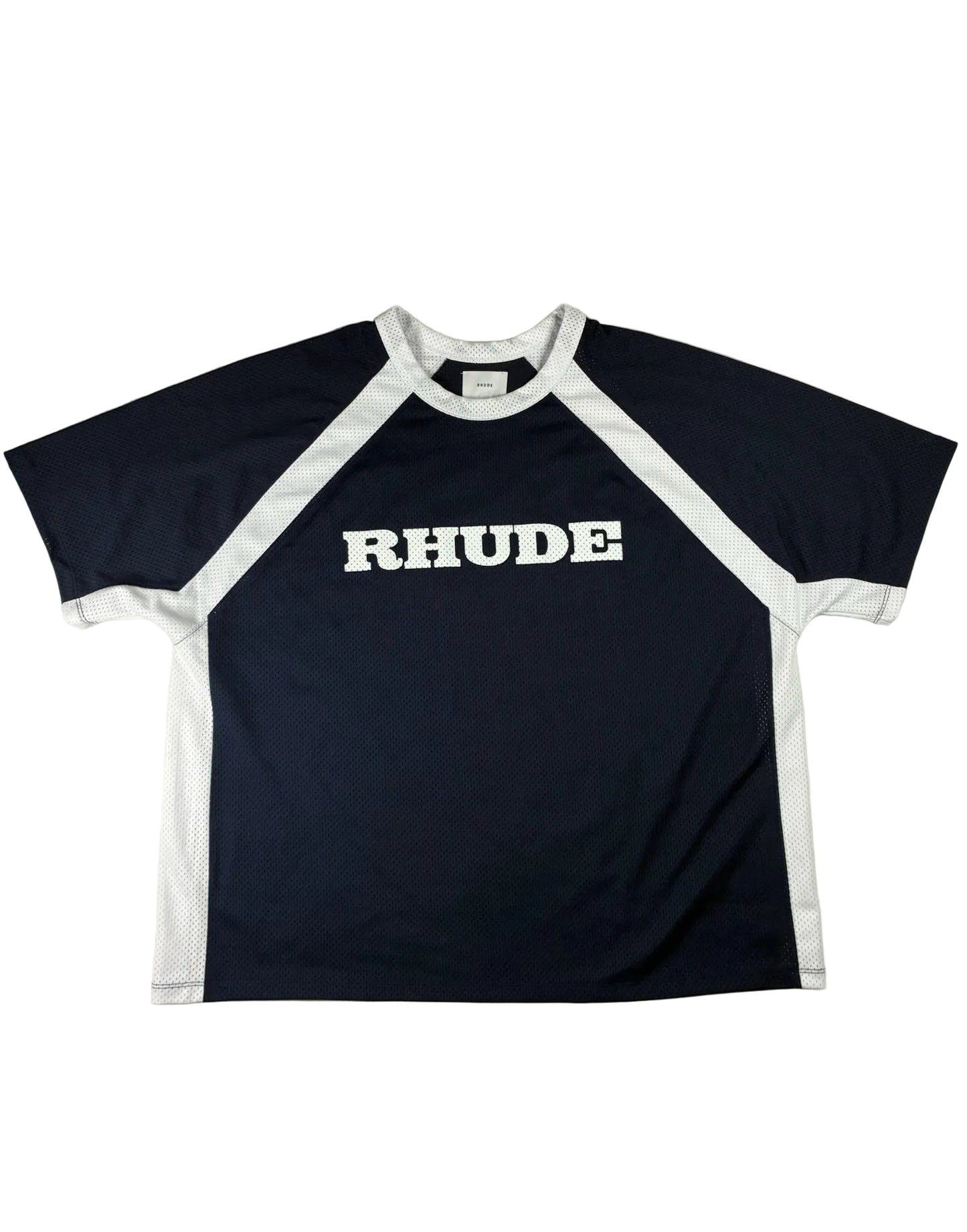 Rhude Racing Logo Mesh T-Shirt (Navy / White)