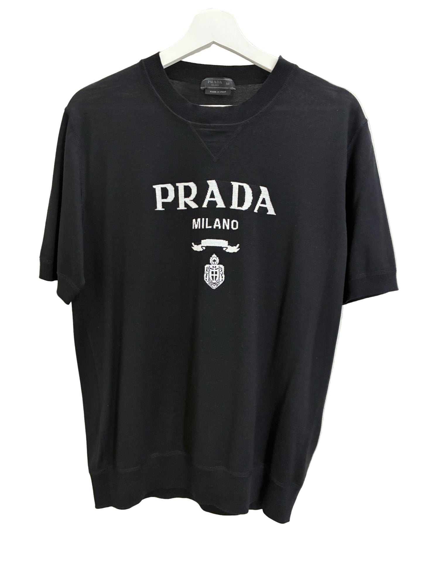 Prada Wool And Cashmere Crew T-Shirt Black