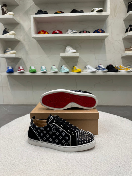 Christian Louboutin Junior Flat Spikes Black Silver