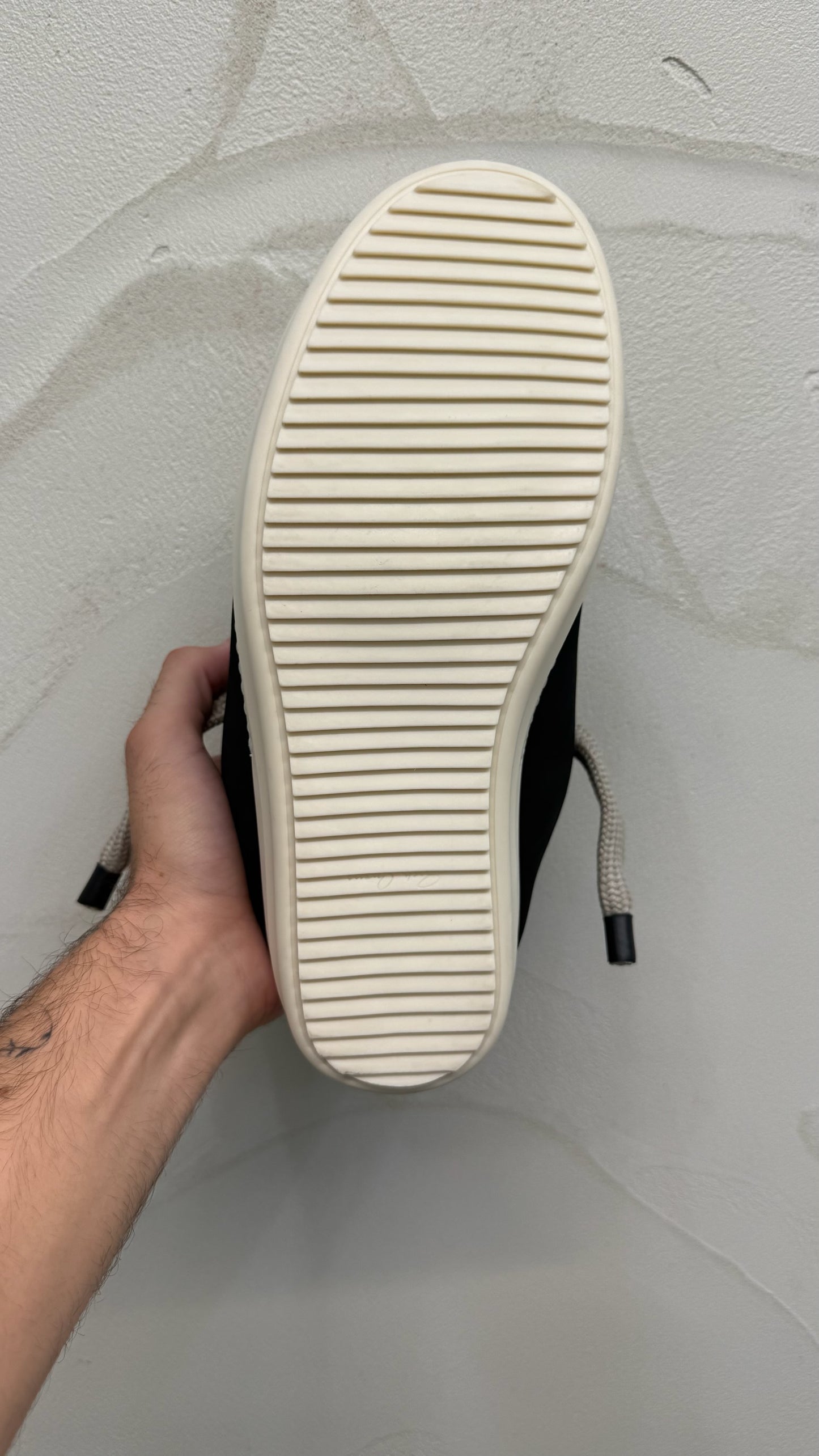 Rick Owens Black Milk Jumbo Lace Sneakers