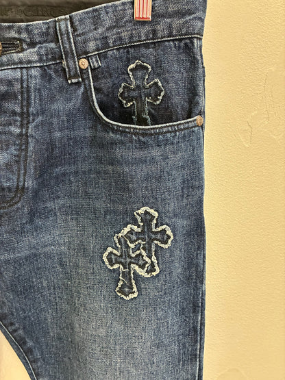 Chrome Hearts Loose Ends Denim Cross Patch Jeans
