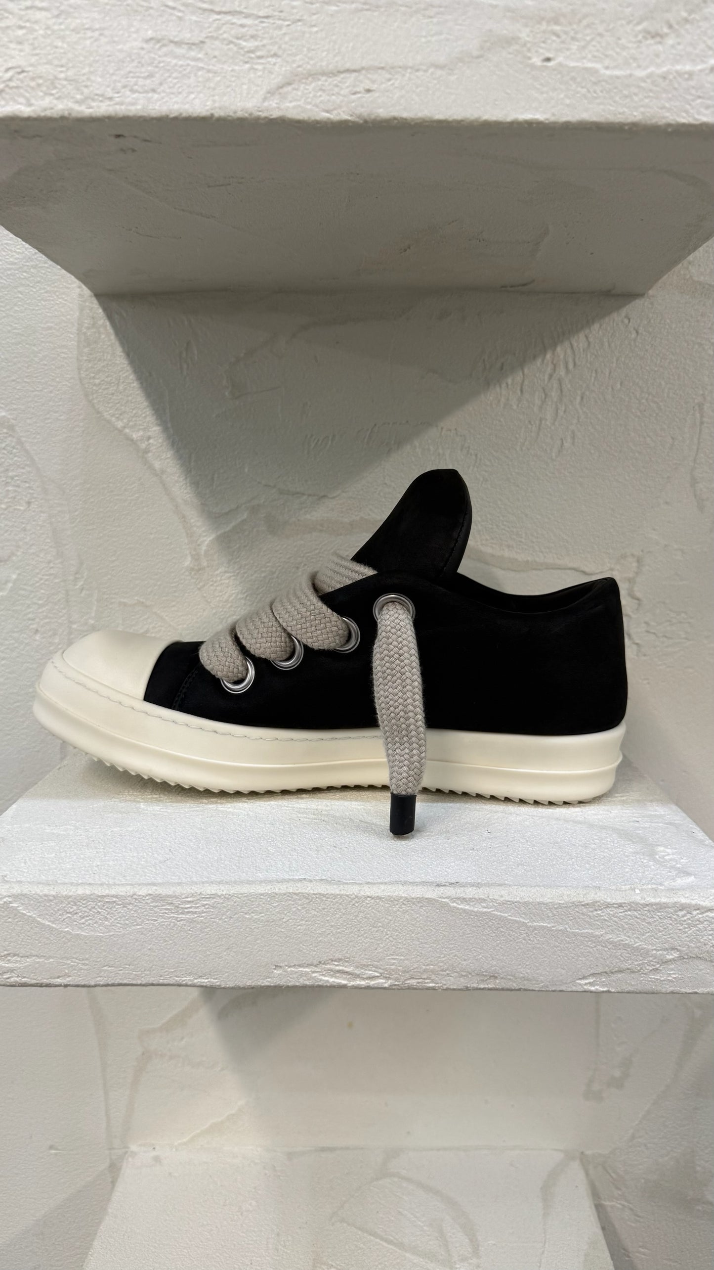 Rick Owens Black Milk Jumbo Lace Sneakers