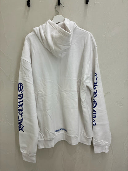 Chrome Hearts Verticale Logo Zip Up Hoodie White