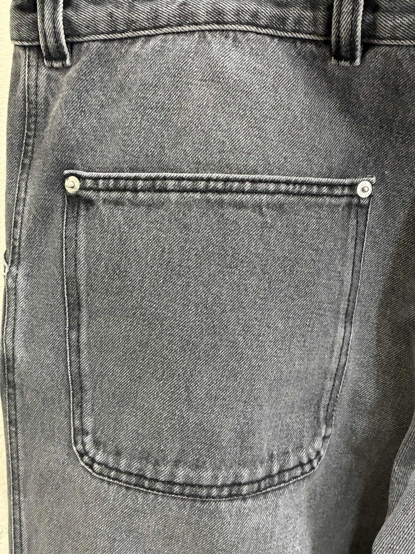 Prada Washed Grey Denim Wide Jeans