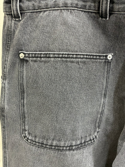Prada Washed Grey Denim Wide Jeans
