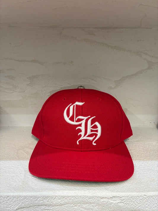 Chrome Hearts Embroidered CH Logo Baseball Hat Red White
