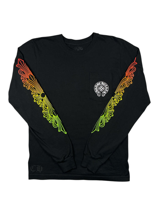 Chrome Hearts Multicolor Floral Long Sleeve Black Tee