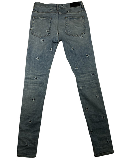 Amiri Paisley Skinny Jeans (Light Blue Wash)