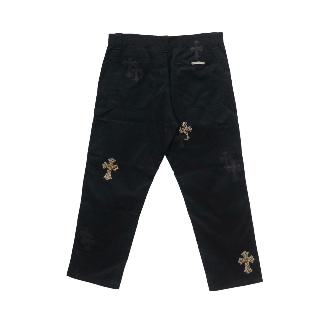 Chrome Hearts Leopard & Black Cross Patch Jeans