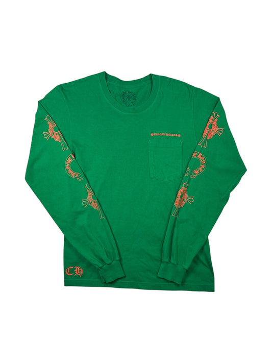 Chrome Hearts Horseshoe Cross Logo Long Sleeve T-Shirt Green