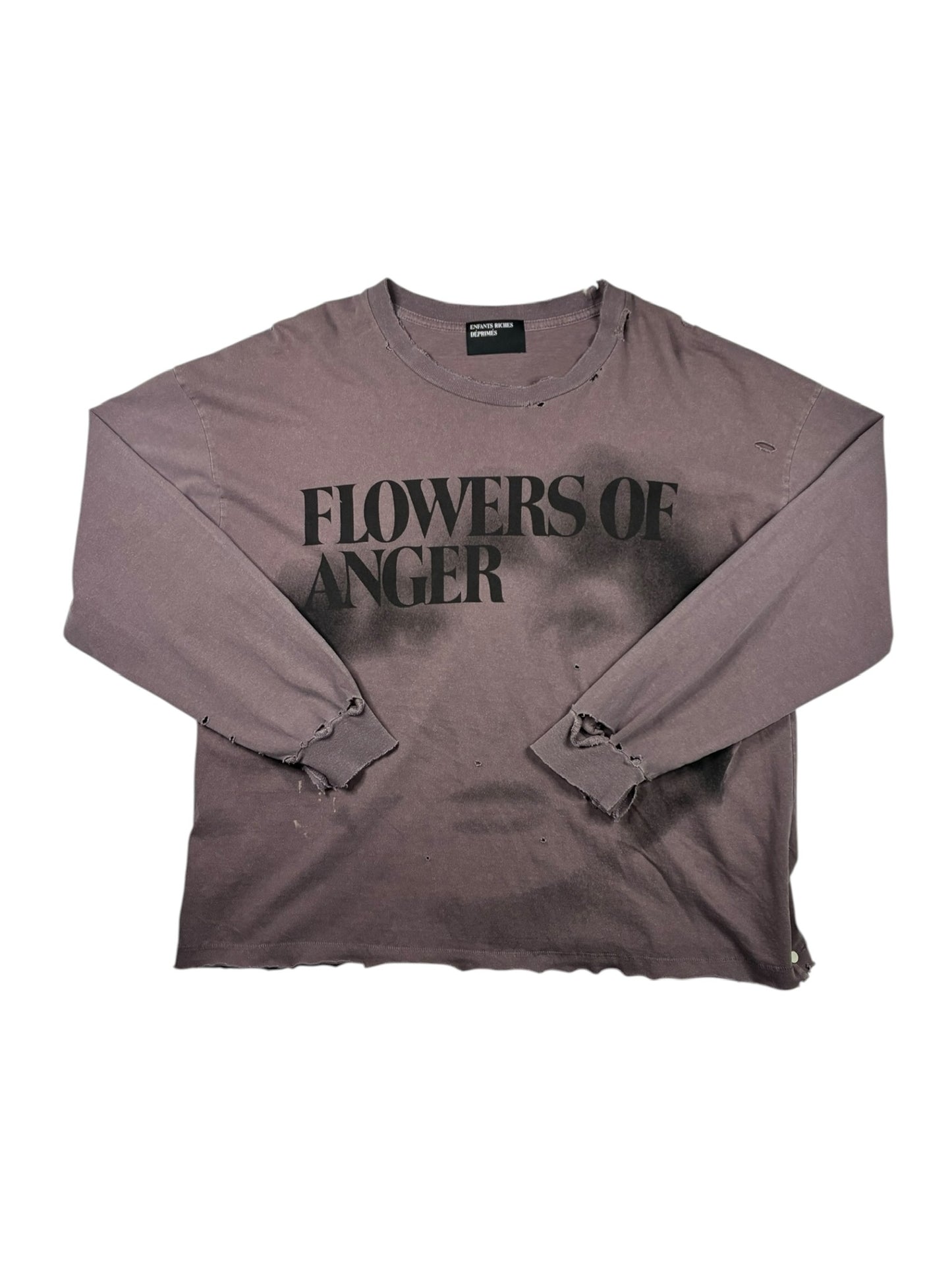 Enfants Riches Deprimes Flowers Of Anger Cropped Printed Distressed T-Shirt 'Purple'