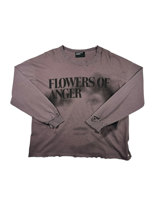 Enfants Riches Deprimes Flowers Of Anger Cropped Printed Distressed Shirt 'Purple'