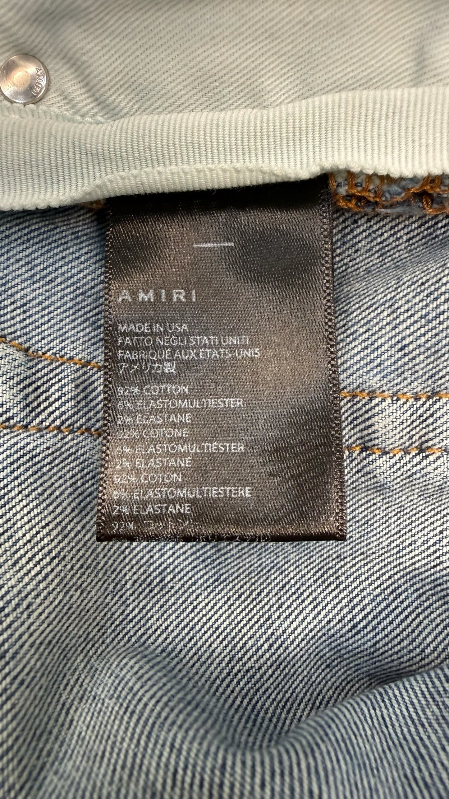 Amiri Pajama Art Patch Skinny Jeans Blue