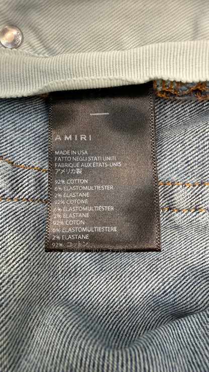 Amiri Pajama Art Patch Skinny Jeans Blue