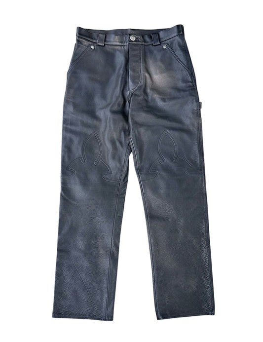 Chrome Hearts Fleur Knee Leather Pants
