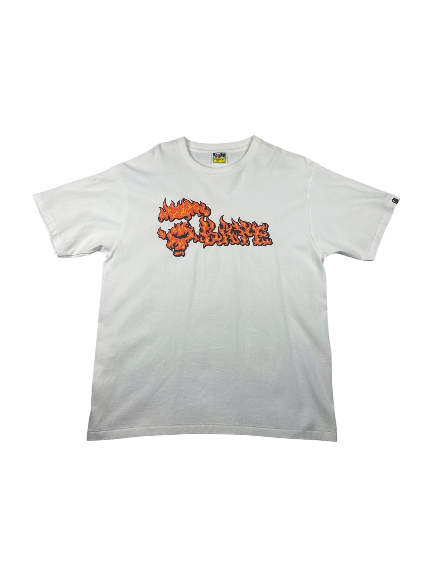 BAPE Flame Ape White Short Sleeve Shirt