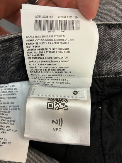 Prada Washed Grey Denim Wide Jeans