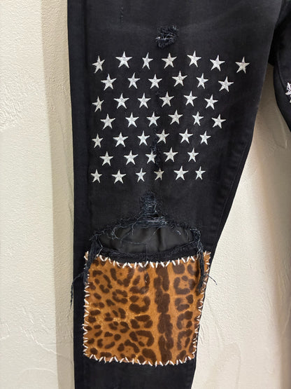 Amiri Men Denim with Patch Black