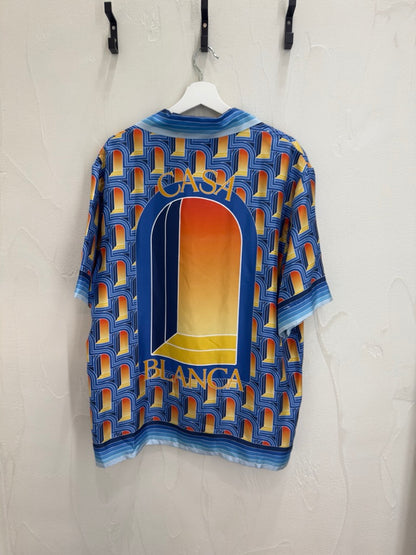 Casablanca L'Arche De Nuit Silk Short-Sleeve Shirt