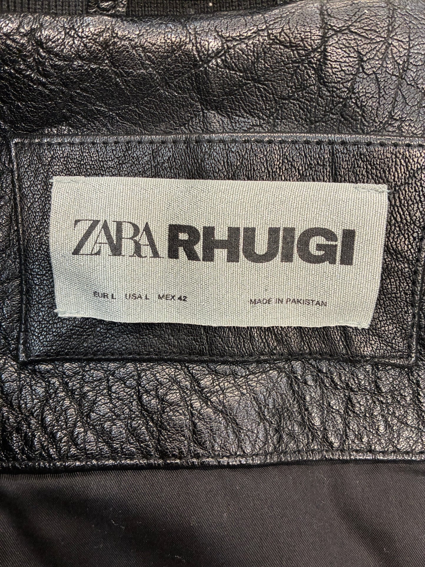Zara x Rhuigi Genuine Leather Varsity Bomber Jacket 'Black and White'