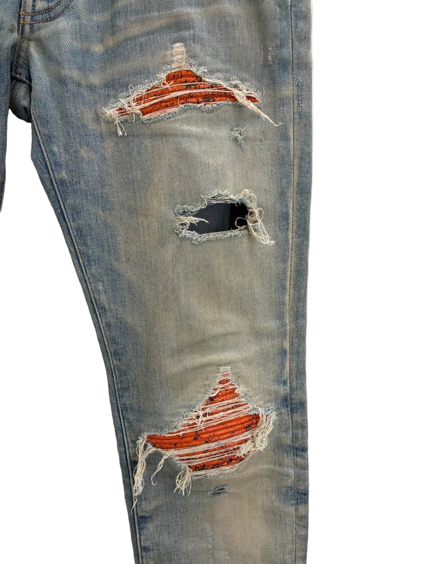 Amiri MX1 Cracked Paint Jeans Orange Patch