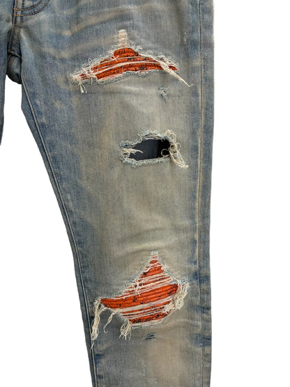 Amiri MX1 Cracked Paint Jeans Orange Patch