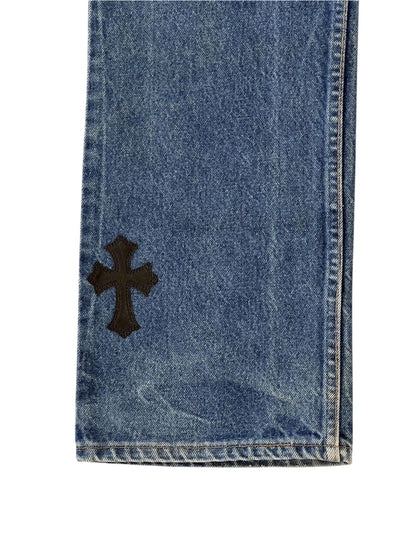 Chrome Hearts Leather Patch Jeans
