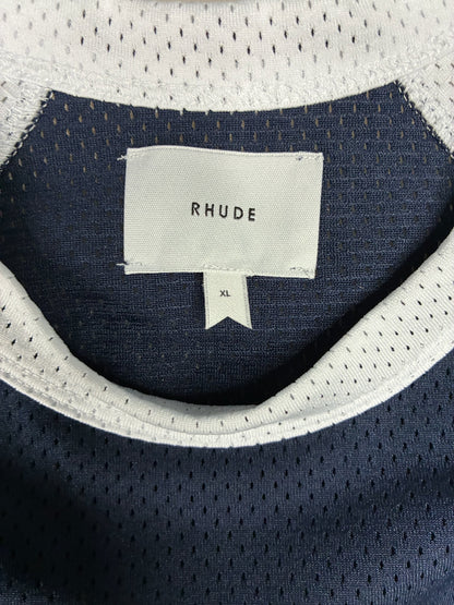 Rhude Racing Logo Mesh T-Shirt (Navy / White)