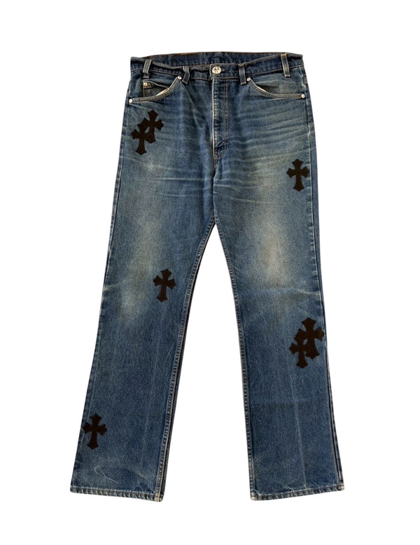 Chrome Hearts Leather Patch Jeans