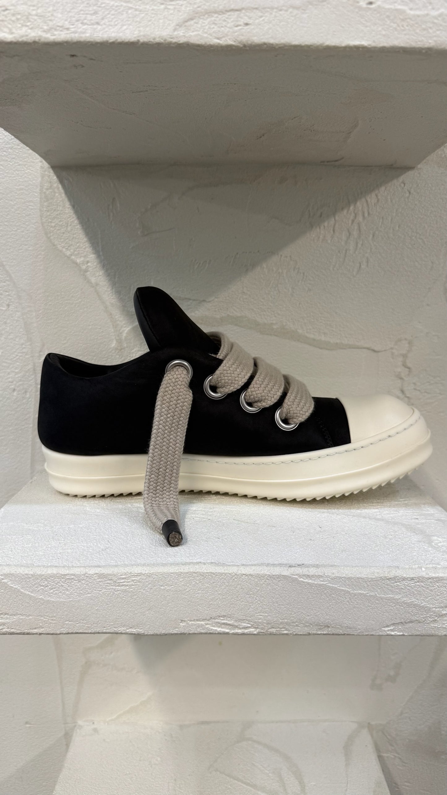 Rick Owens Black Milk Jumbo Lace Sneakers