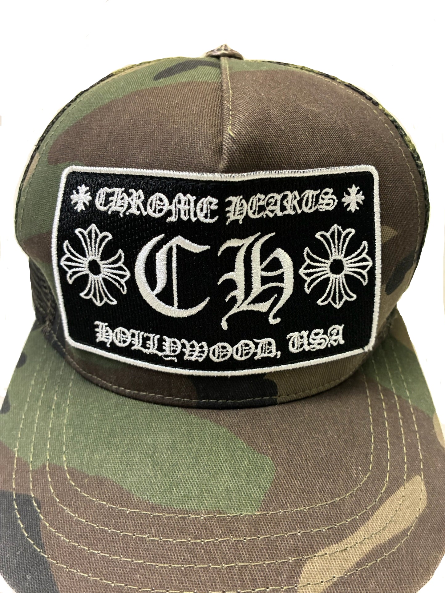 Chrome Hearts CH Hollywood Trucker Hat (Camo)