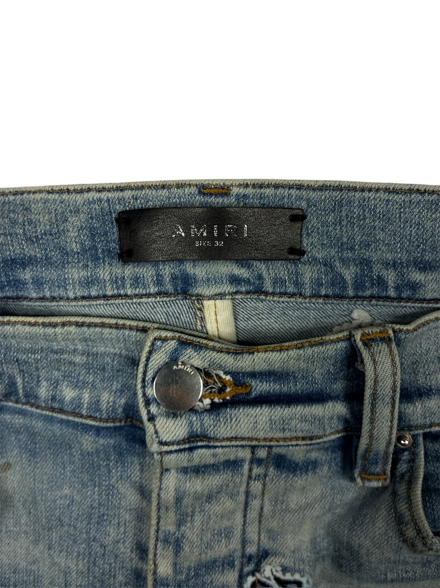Amiri Paisley Skinny Jeans (Light Blue Wash)