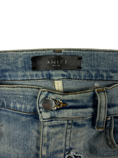 Amiri Paisley Skinny Jeans (Light Blue Wash)